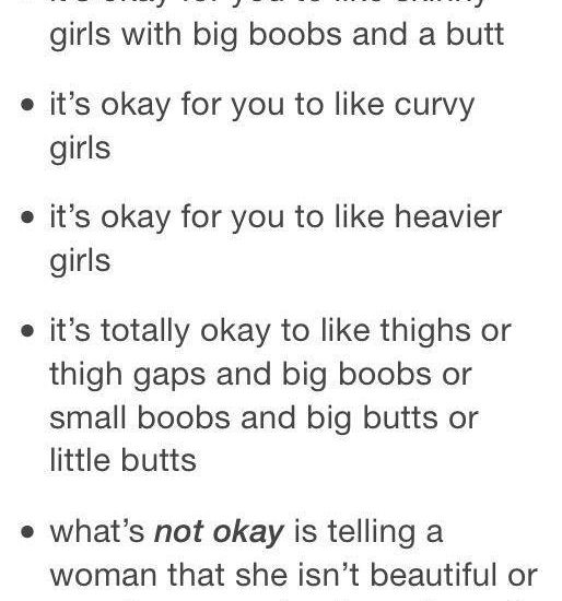 It's okay for you to like skinny girls with big boobs and a butt, It's okay for you to like curvy girls