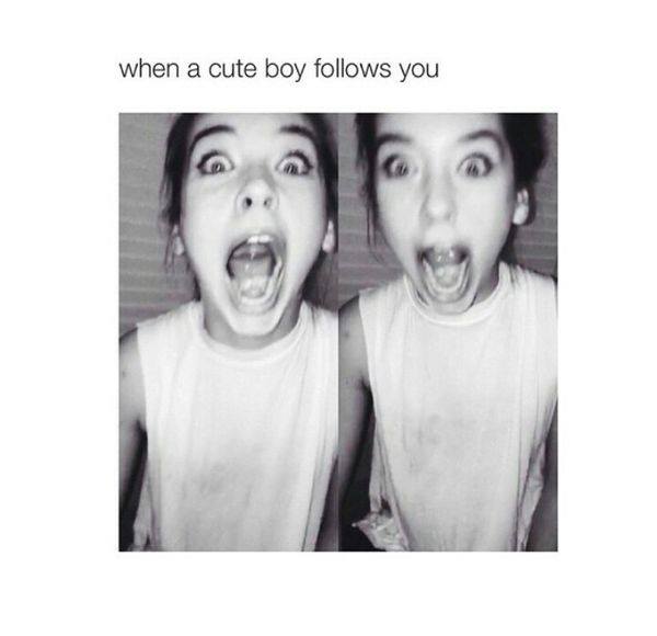 When a cute boy follows you