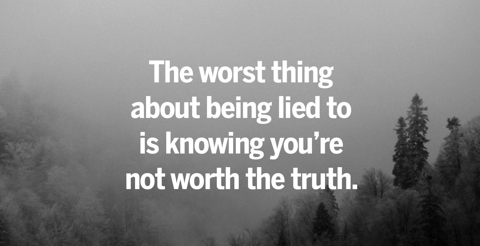 The worst thing about being lied to is knowing you're not worth the truth.