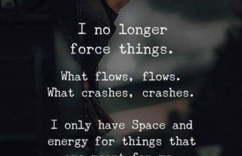 I no longer force things. What flows, flows. What crashes, crashes.